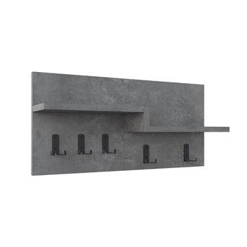 Appendiabiti a muro Harmon con mensole e 5 ganci - Design Funzionale in Stile Retro Grey