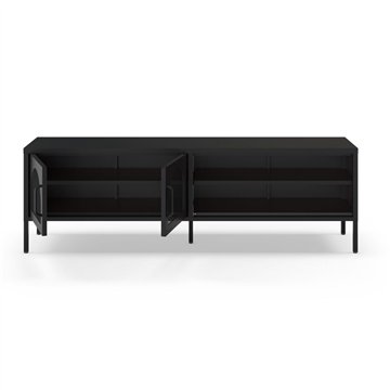 Mobile porta TV in metallo Diora nero con 2 ante reticolate 160x35x50H - Design industriale, anima versatile