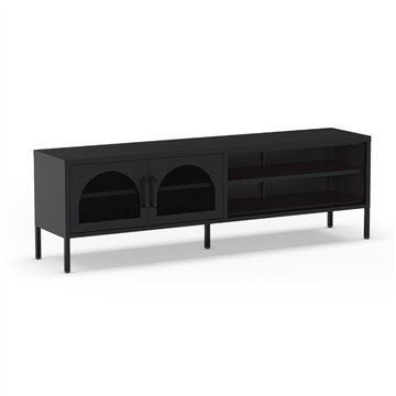 Mobile porta TV in metallo Diora nero con 2 ante reticolate 160x35x50H - Design industriale, anima versatile