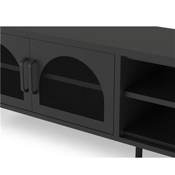 Mobile porta TV in metallo Diora nero con 2 ante reticolate 160x35x50H - Design industriale, anima versatile