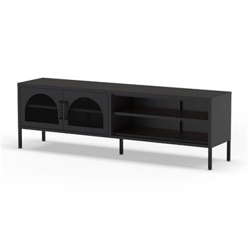 Mobile porta TV in metallo Diora nero con 2 ante reticolate 160x35x50H - Design industriale, anima versatile