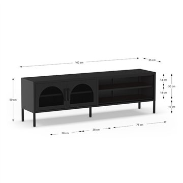 Mobile porta TV in metallo Diora nero con 2 ante reticolate 160x35x50H - Design industriale, anima versatile