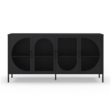 Credenza in metallo Tayra con 4 ante reticolate nero 160x40x90H - Stile moderno e anima industrial