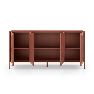 Credenza in metallo Tayra con 4 ante reticolate terracotta 160x40x90H - Stile moderno e anima industrial