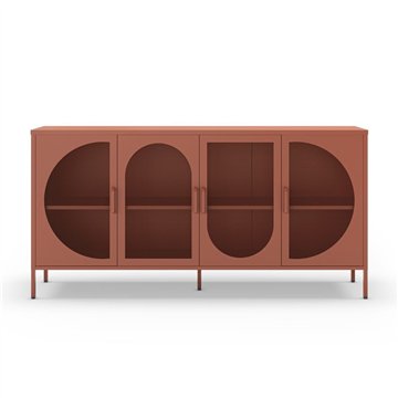 Credenza in metallo Tayra con 4 ante reticolate terracotta 160x40x90H - Stile moderno e anima industrial