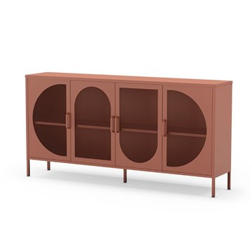 Credenza in metallo Tayra con 4 ante reticolate terracotta 160x40x90H - Stile moderno e anima industrial