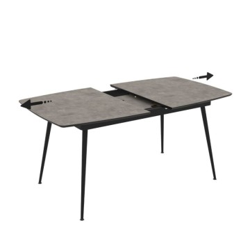 Raztegljiva miza cementne barve s črnimi nogami 145x80x75H, raztegljiva do 185 Yense