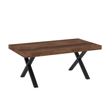 Raztegljiva miza z vrhom iz orehovega MDF in črnimi nogami 180x100x76H Anglija