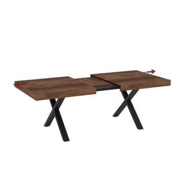 Raztegljiva miza z vrhom iz orehovega MDF in črnimi nogami 180x100x76H Anglija