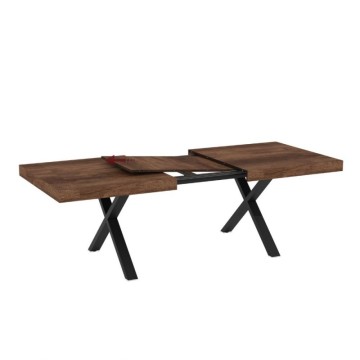 Raztegljiva miza z vrhom iz orehovega MDF in črnimi nogami 180x100x76H Anglija