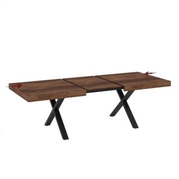 Raztegljiva miza z vrhom iz orehovega MDF in črnimi nogami 180x100x76H Anglija