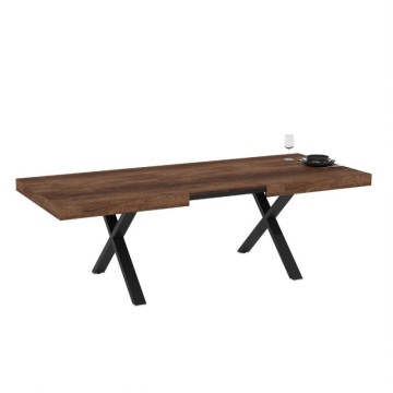 Raztegljiva miza z vrhom iz orehovega MDF in črnimi nogami 180x100x76H Anglija