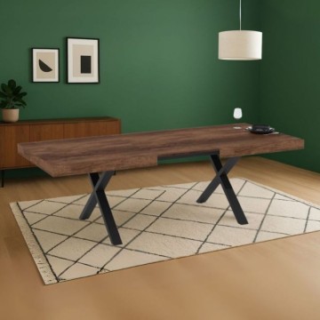 Raztegljiva miza z vrhom iz orehovega MDF in črnimi nogami 180x100x76H Anglija