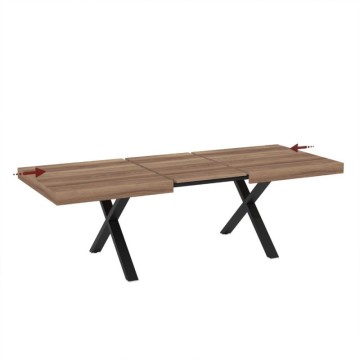 Raztegljiva miza s hrastovim vrhom iz MDF in črnimi nogami 180x100x76H Anglija