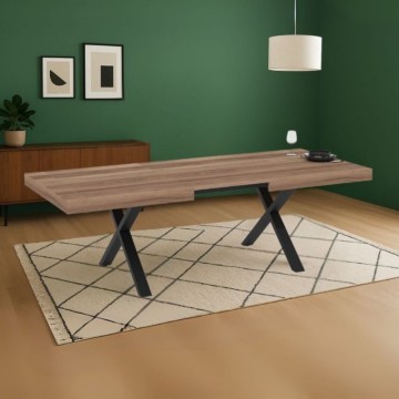 Raztegljiva miza s hrastovim vrhom iz MDF in črnimi nogami 180x100x76H Anglija