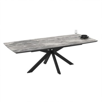 Raztegljiva miza s črnim arabesknim marmornatim vrhom in črnim podnožjem 180/240x100x76H Verano