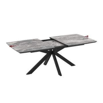 Raztegljiva miza s črnim arabesknim marmornatim vrhom in črnim podnožjem 180/240x100x76H Verano