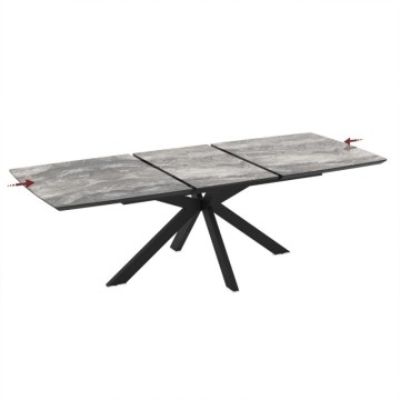 Raztegljiva miza s črnim arabesknim marmornatim vrhom in črnim podnožjem 180/240x100x76H Verano