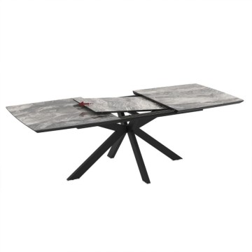 Raztegljiva miza s črnim arabesknim marmornatim vrhom in črnim podnožjem 180/240x100x76H Verano