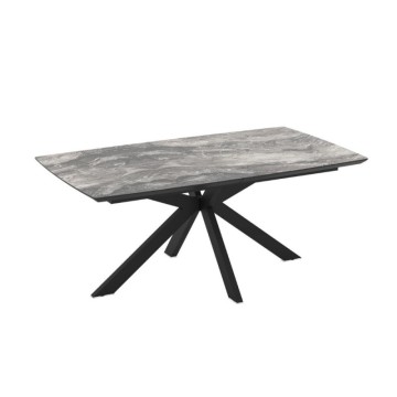 Raztegljiva miza s črnim arabesknim marmornatim vrhom in črnim podnožjem 180/240x100x76H Verano