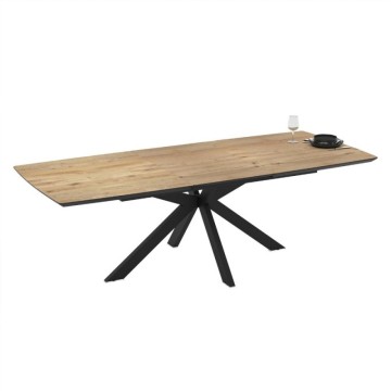 Raztegljiva miza hrastov vrh in črno podnožje 180/240x100x76H Verano