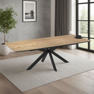 Raztegljiva miza hrastov vrh in črno podnožje 180/240x100x76H Verano