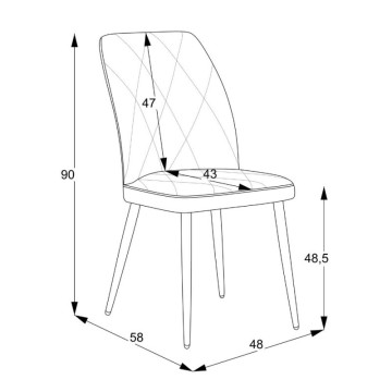 Stol iz sive tkanine z geometrijskim vzorcem in črnimi nogami Vika