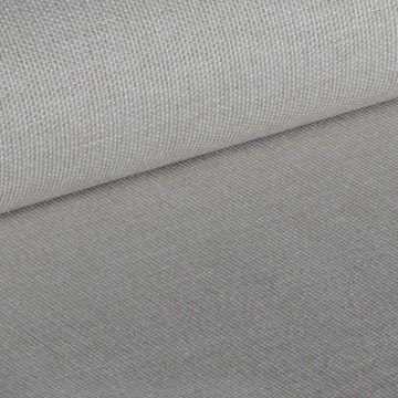 Stol iz tkanine v sivi barvi z geometrijskim vzorcem in črnimi nogami Vika