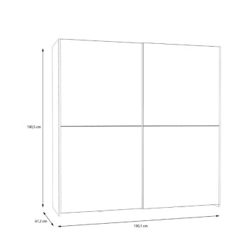 Garderoba 2 drsna zrcalna vrata 190x61x190,5H bela barva Elio