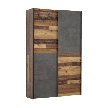 Garderoba 2 drsna vrata 120x42x190,5H barva hrast in cementno siva Zeno