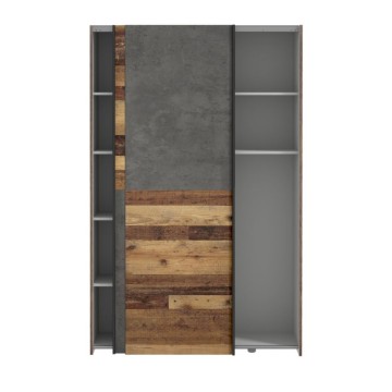 Garderoba 2 drsna vrata 120x42x190,5H barva hrast in cementno siva Zeno