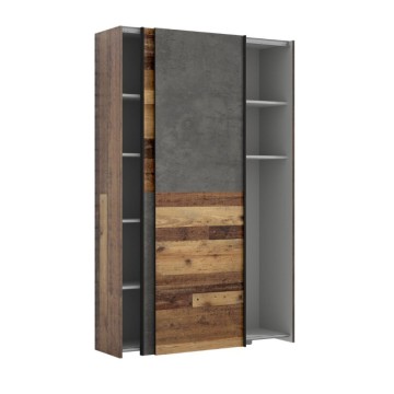 Garderoba 2 drsna vrata 120x42x190,5H barva hrast in cementno siva Zeno