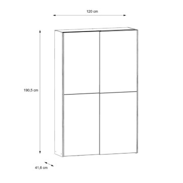 Garderoba 2 drsna vrata 120x42x190,5H barva hrast in cementno siva Zeno