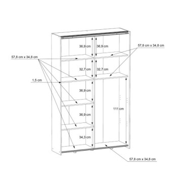 Garderoba 2 drsna vrata 120x42x190,5H barva hrast in cementno siva Zeno