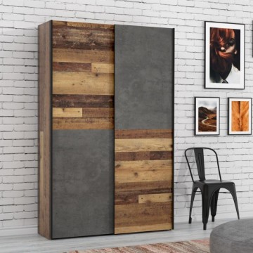 Garderoba 2 drsna vrata 120x42x190,5H barva hrast in cementno siva Zeno