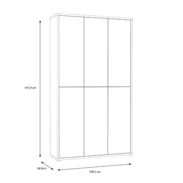 Večnamenska garderobna omara 6 vrat 109x35x192 hrast barva Medea