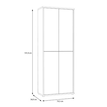 Večnamenska garderobna omara 4 vrata 74,5x35x192 hrast barva Medea