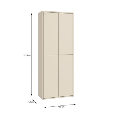 Večnamenska omara 4 vrata 74,5x35x192 kašmirska barva Medea