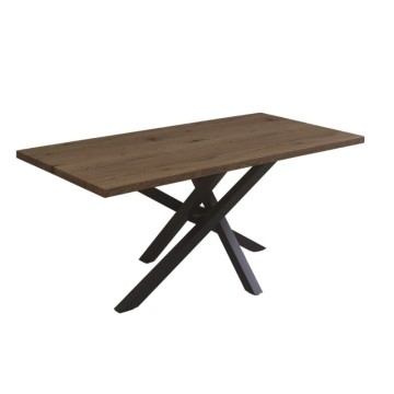 Fiksna miza s hrastovim vrhom in črnimi kovinskimi nogami 180x90x76H Ronan