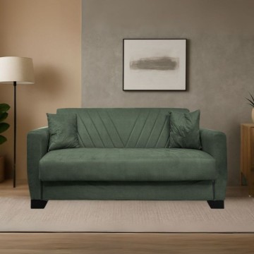 Divano letto 2 posti con contenitore in tessuto colore verde 146x82x85H Rianna