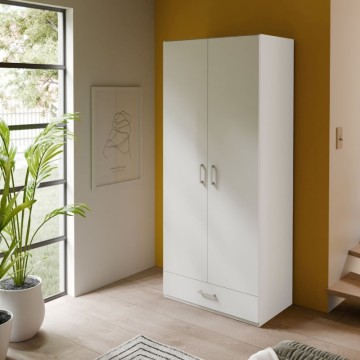 Garderobna omara 2 vrati 1 predal bela 89x54x210,5H Arcadia