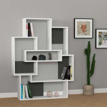 Barce antracitno bela knjižna omara 101x22x132h