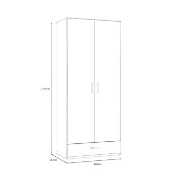 copy of Garderobna omara 2 vrati 1 predal bela 89x54x210,5H Arcadia
