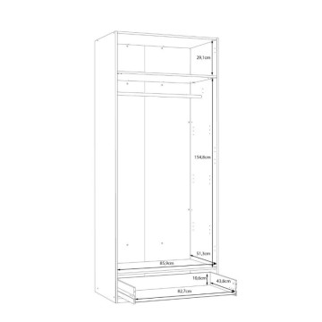 copy of Garderobna omara 2 vrati 1 predal bela 89x54x210,5H Arcadia