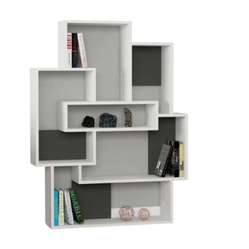 Barce antracitno bela knjižna omara 101x22x132h