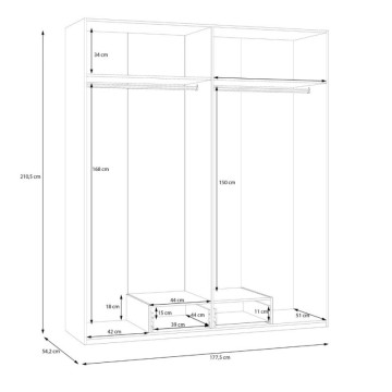 copy of Garderobna omara 2 vrati 1 predal bela 89x54x210,5H Arcadia