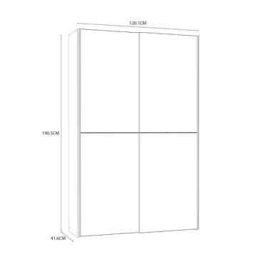 Garderoba 2 drsna vrata 120x42x190,5H barva hrast in bela Zeno