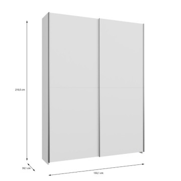 Garderobna omara z 2 drsnima vratoma 150x39x210 bela Nico