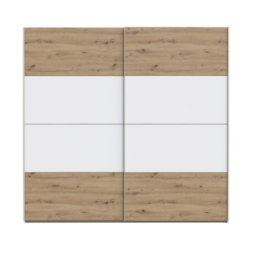 Garderobna omara 2 drsna vrata hrast in bela 170x61x210,5H Elio