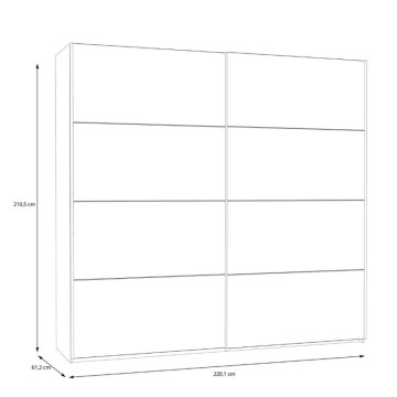 Garderobna omara 2 drsna vrata hrast in bela 170x61x210,5H Elio